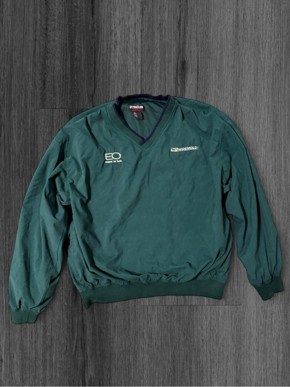 Dark Green V-Neck Lightweight Pullover Jacket - Unbranded